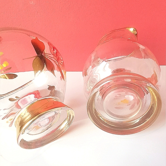 Vintage Hand Painted Glass Creamer & Sugar Bowl Set - Picture 7 of 8